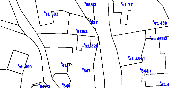 Parcela st. 328 v KÚ Alšovice, Katastrální mapa