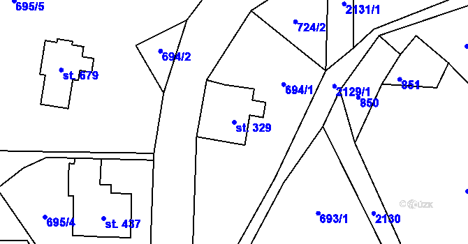 Parcela st. 329 v KÚ Alšovice, Katastrální mapa