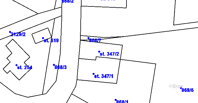 Parcela st. 347/2 v KÚ Alšovice, Katastrální mapa
