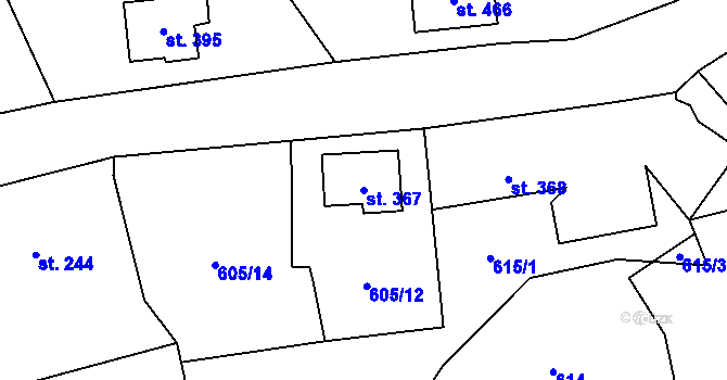 Parcela st. 367 v KÚ Alšovice, Katastrální mapa