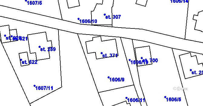 Parcela st. 371 v KÚ Alšovice, Katastrální mapa