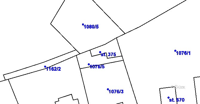 Parcela st. 375 v KÚ Alšovice, Katastrální mapa
