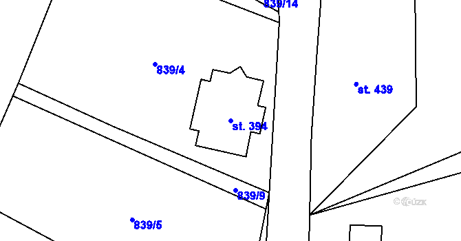 Parcela st. 394 v KÚ Alšovice, Katastrální mapa