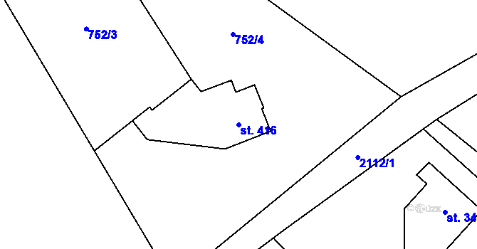 Parcela st. 416 v KÚ Alšovice, Katastrální mapa