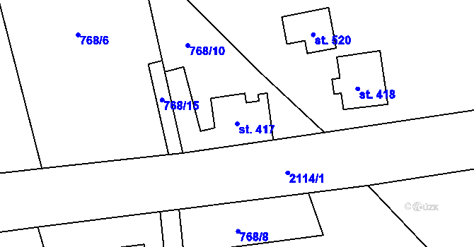 Parcela st. 417 v KÚ Alšovice, Katastrální mapa