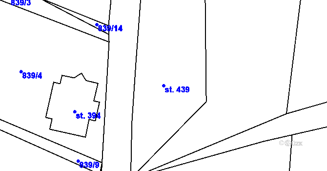 Parcela st. 439 v KÚ Alšovice, Katastrální mapa