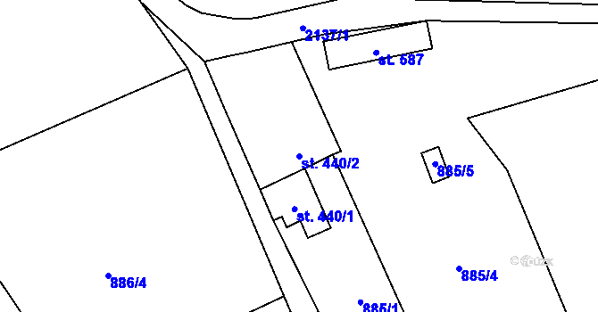 Parcela st. 440/2 v KÚ Alšovice, Katastrální mapa