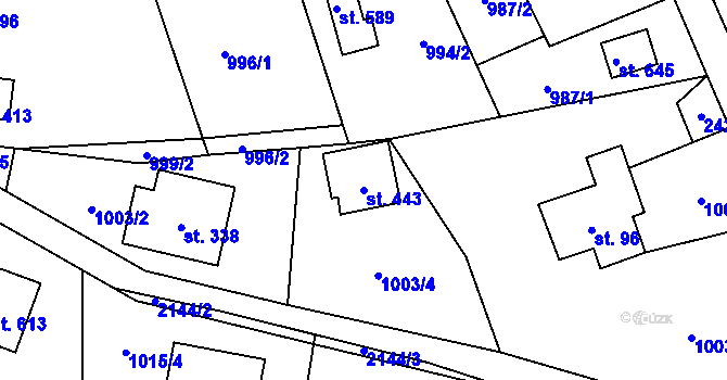 Parcela st. 443 v KÚ Alšovice, Katastrální mapa
