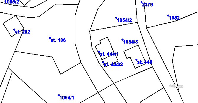 Parcela st. 444/1 v KÚ Alšovice, Katastrální mapa