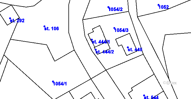 Parcela st. 444/2 v KÚ Alšovice, Katastrální mapa
