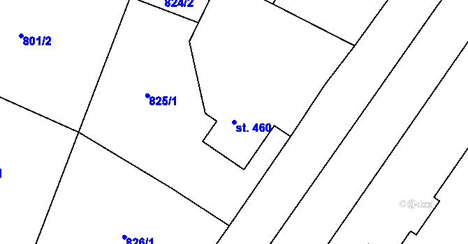 Parcela st. 460 v KÚ Alšovice, Katastrální mapa