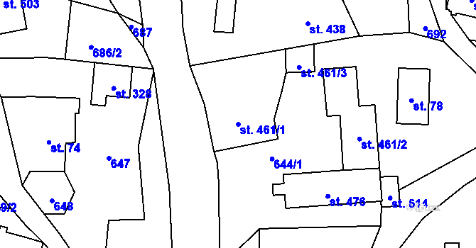 Parcela st. 461/1 v KÚ Alšovice, Katastrální mapa