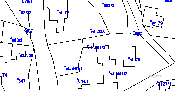Parcela st. 461/3 v KÚ Alšovice, Katastrální mapa