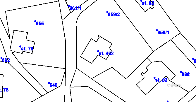Parcela st. 462 v KÚ Alšovice, Katastrální mapa