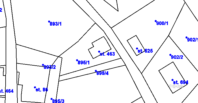 Parcela st. 463 v KÚ Alšovice, Katastrální mapa