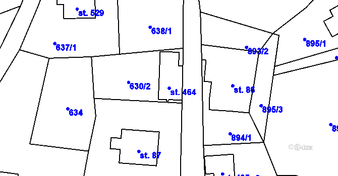 Parcela st. 464 v KÚ Alšovice, Katastrální mapa