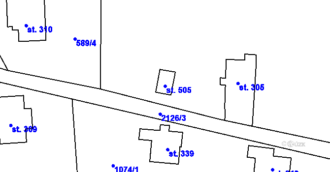Parcela st. 505 v KÚ Alšovice, Katastrální mapa