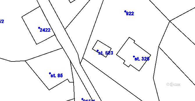 Parcela st. 523 v KÚ Alšovice, Katastrální mapa