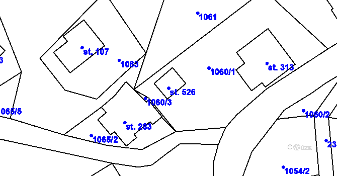 Parcela st. 526 v KÚ Alšovice, Katastrální mapa