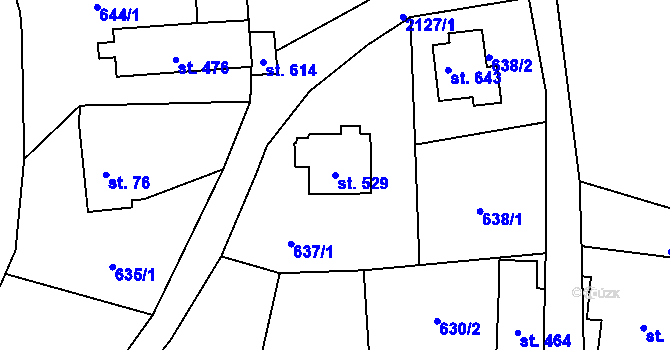 Parcela st. 529 v KÚ Alšovice, Katastrální mapa