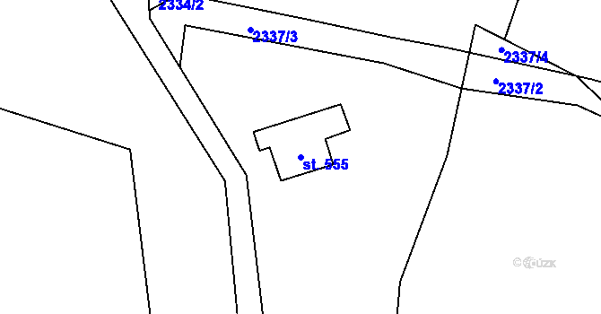 Parcela st. 555 v KÚ Alšovice, Katastrální mapa
