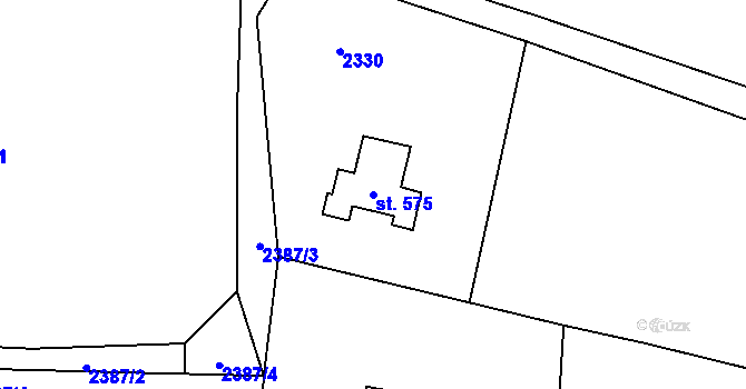 Parcela st. 575 v KÚ Alšovice, Katastrální mapa