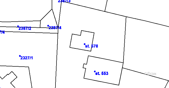 Parcela st. 578 v KÚ Alšovice, Katastrální mapa