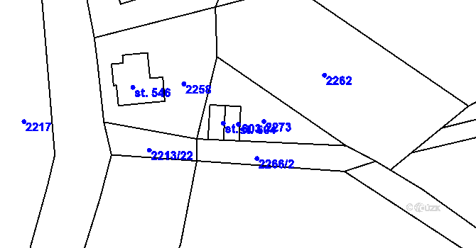 Parcela st. 604 v KÚ Alšovice, Katastrální mapa