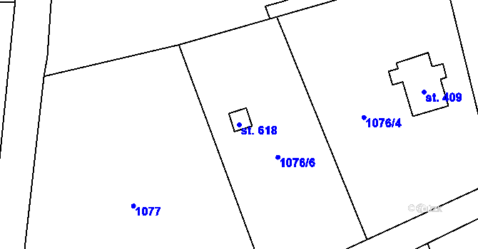 Parcela st. 618 v KÚ Alšovice, Katastrální mapa