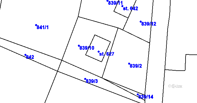 Parcela st. 627 v KÚ Alšovice, Katastrální mapa