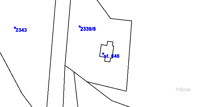 Parcela st. 646 v KÚ Alšovice, Katastrální mapa