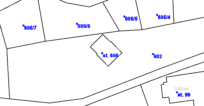 Parcela st. 656 v KÚ Alšovice, Katastrální mapa