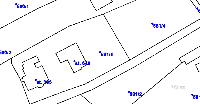 Parcela st. 581/1 v KÚ Alšovice, Katastrální mapa