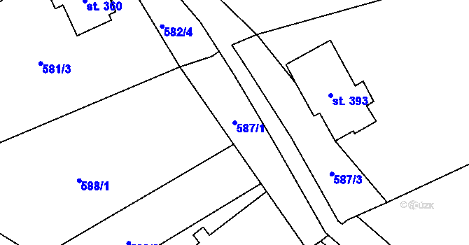 Parcela st. 587/1 v KÚ Alšovice, Katastrální mapa
