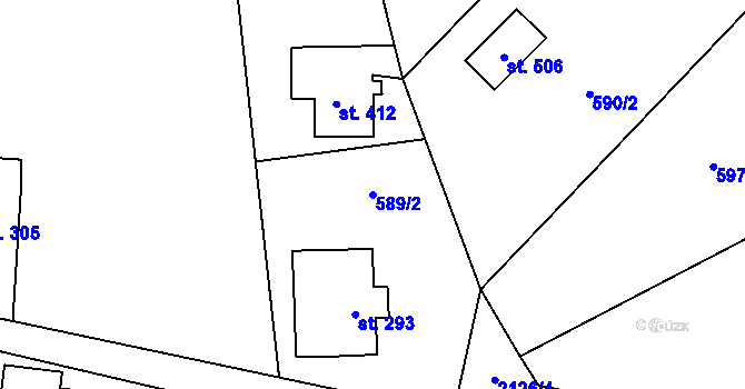 Parcela st. 589/2 v KÚ Alšovice, Katastrální mapa