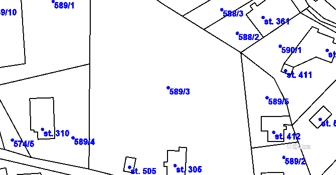 Parcela st. 589/3 v KÚ Alšovice, Katastrální mapa