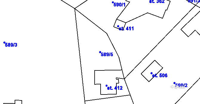 Parcela st. 589/5 v KÚ Alšovice, Katastrální mapa