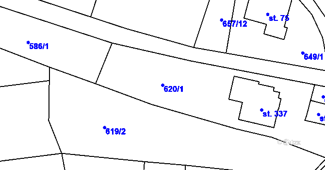 Parcela st. 620/1 v KÚ Alšovice, Katastrální mapa