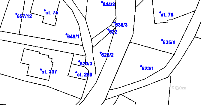 Parcela st. 623/2 v KÚ Alšovice, Katastrální mapa