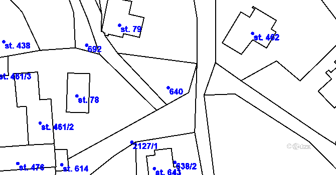 Parcela st. 640 v KÚ Alšovice, Katastrální mapa