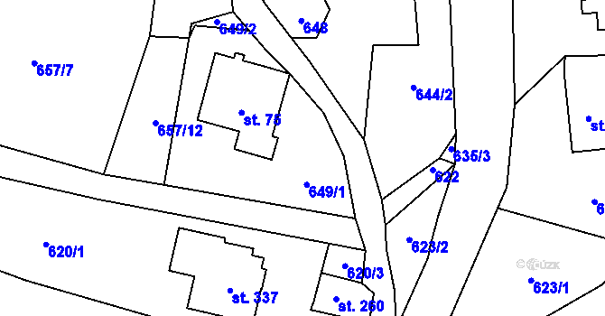 Parcela st. 649 v KÚ Alšovice, Katastrální mapa