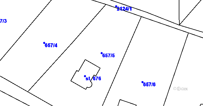 Parcela st. 657/5 v KÚ Alšovice, Katastrální mapa