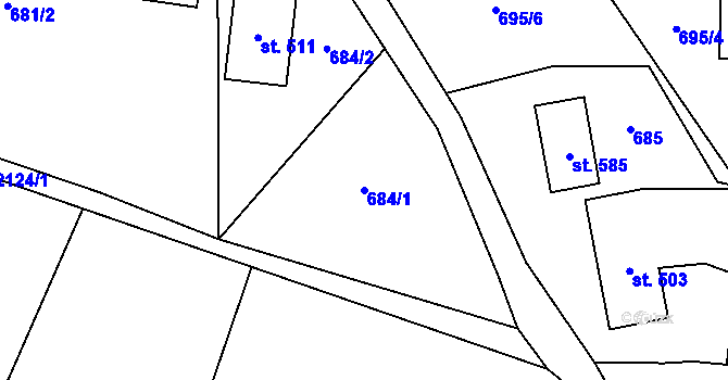 Parcela st. 684/1 v KÚ Alšovice, Katastrální mapa