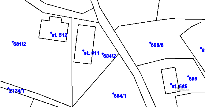Parcela st. 684/2 v KÚ Alšovice, Katastrální mapa