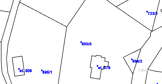 Parcela st. 695/5 v KÚ Alšovice, Katastrální mapa