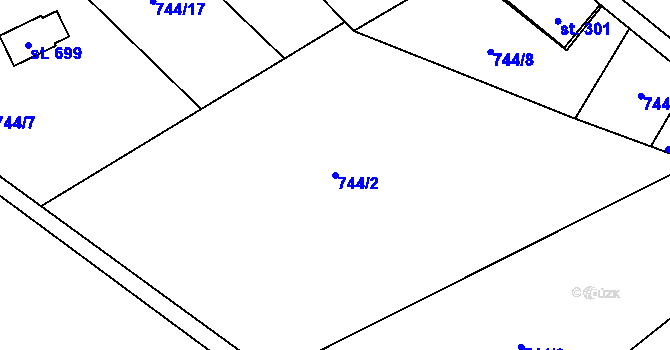 Parcela st. 744/2 v KÚ Alšovice, Katastrální mapa