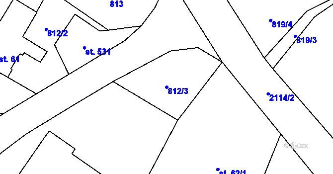 Parcela st. 812/3 v KÚ Alšovice, Katastrální mapa