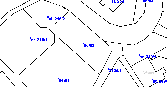 Parcela st. 864/2 v KÚ Alšovice, Katastrální mapa