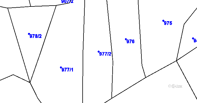 Parcela st. 977/2 v KÚ Alšovice, Katastrální mapa