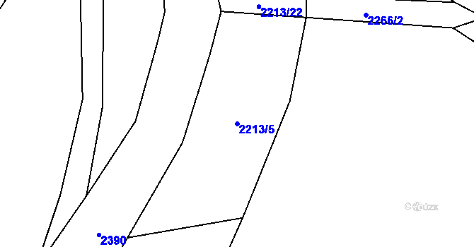 Parcela st. 2213/5 v KÚ Alšovice, Katastrální mapa